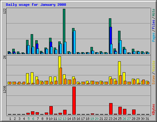 Daily usage for January 2008