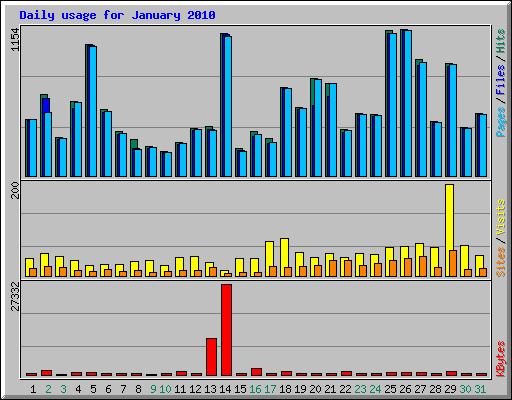 Daily usage for January 2010