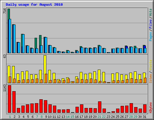 Daily usage for August 2010