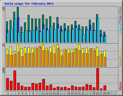 Daily usage for February 2013