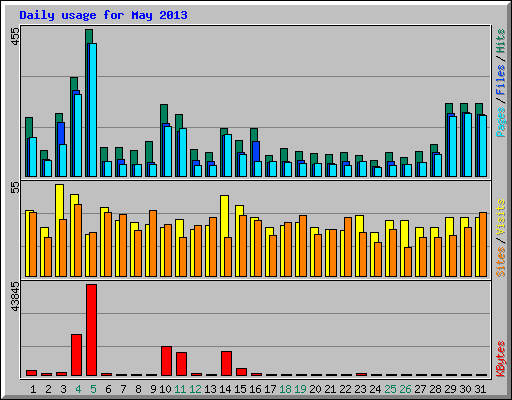 Daily usage for May 2013