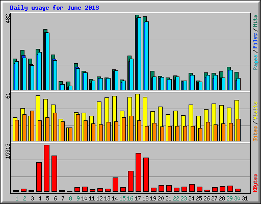 Daily usage for June 2013