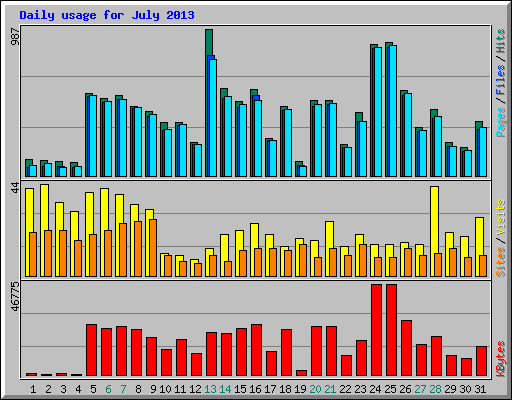 Daily usage for July 2013