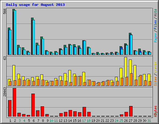 Daily usage for August 2013