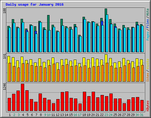 Daily usage for January 2016