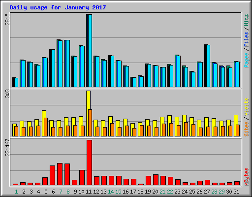 Daily usage for January 2017