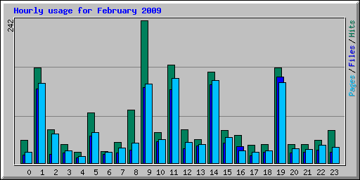 Hourly usage for February 2009