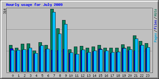 Hourly usage for July 2009