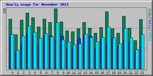 Hourly usage for November 2012