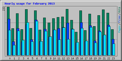 Hourly usage for February 2013