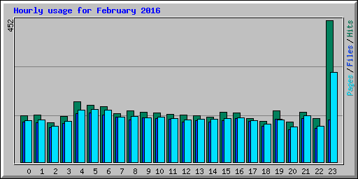 Hourly usage for February 2016