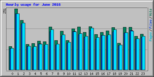 Hourly usage for June 2016