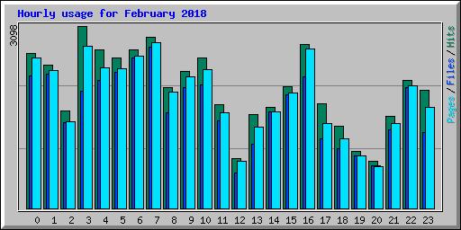 Hourly usage for February 2018